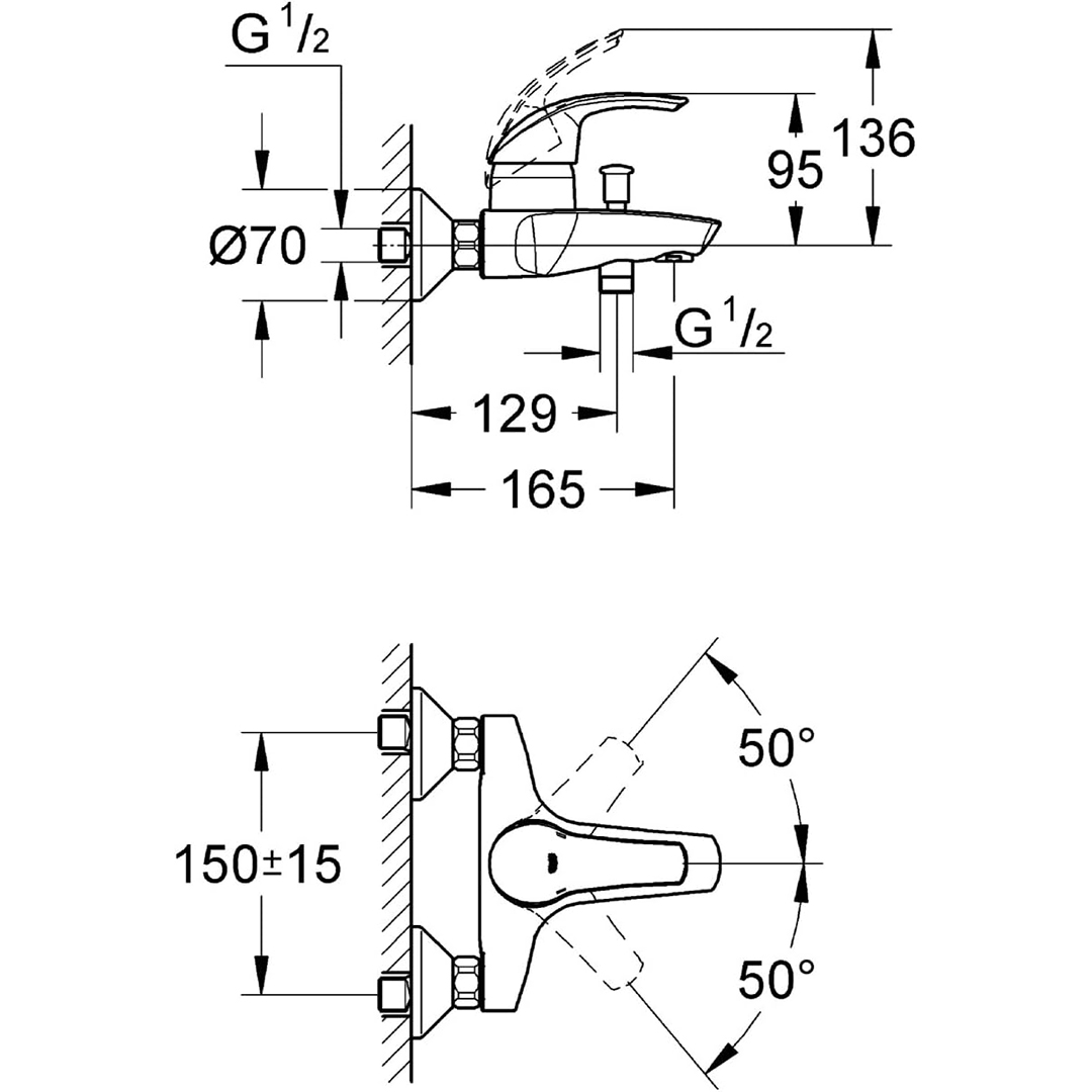 Смесител Grohe Eurosmart за вана/душ 33300001 – Grohe el-11.16.16.5.0260 – снимка 1
